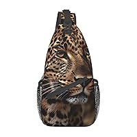 Brown leopard image Print Unisex Chest Bags Crossbody Sling Backpack Lightweight Daypack for Travel Hiking