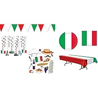 Italy Italian 61 Piece Party Tableware Wall Decorations Bundle Plates Napkins Tablecover