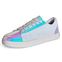 Women's Glitter Shoes Fashion Shiny Sequin Sneakers Tennis Sparkly Shoes Rhinestone Bling Shoes with Lace up