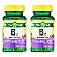 Spring Valley Vitamin B12 Microlozenges, Vitamin Supplement, 500 mcg, 400 Ct - Set of 2