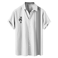 Mens Vintage Shirts Casual Button Down Shirts 50s Retro Rockabilly Style Short Sleeve Regular Fit Hawaiian Bowling Shirts
