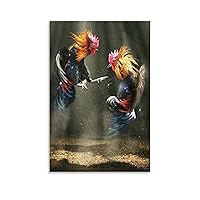 Two Roosters Fighting Cocks Tin Sign Art Metal Wall Sign Chicken Coop Modern Wall Art Wall Art Paintings Canvas Wall Decor Home Decor Living Room Decor Aesthetic Prints 24x36inch(60x90cm) Unframe-sty