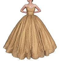 VeraQueen Women's Rose Gold Sequins Quinceanera Dresses Off Shoulder Backless Prom Dress Evening Gowns
