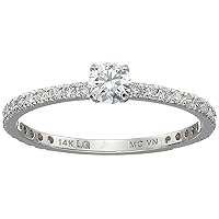 Amazon Collection IGI Certified Lab Grown Diamond Solitaire Plus Engagement Ring 14k White Gold