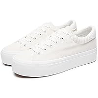 THATXUAOV Womens Platform Sneakers White Tennis Shoes Casual Low Top Fashion Sneakers