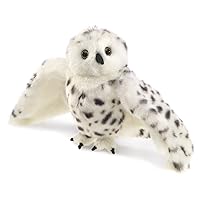 Folkmanis Snowy Owl Hand Puppet, Standard Packaging, White, Black