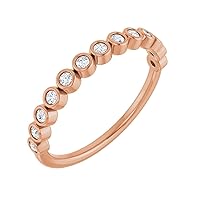 14K Rose Gold Lab-Grown Diamond Anniversary Band Ring (1/5 ct, Color-F, Clarity-VS), Pink, 122968:LG602:P