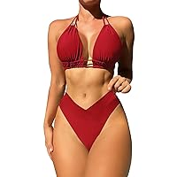 Women's Swim Bikini, Swimsuit Sexy Split 2 Piece Bathing Suit, S XL