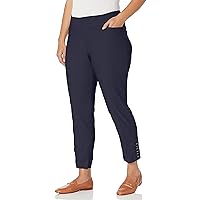 SLIM-SATION Women's Pull on 28 Inch Solid Fine Line Twill Ankle Pant