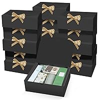 PEKGRIL 15 PCs Gift Boxes with Lids, Black 10X8X4 Inch Gift Boxes, Bridesmaid Proposal Box with Ribbon, Kraft Paper Boxes for Wedding, Packaging, Present, Birthday, Christmas, Party