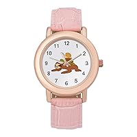 Turtle Snail Riding On Sloth Fashion Casual Watches for Women Cute Girls Watch Gift Nurses Teachers
