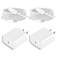 iPhone 15 Charger Fast Charging, 2 Pack 20W PD USB C Wall Charger Block with 6ft USB-C to C Cable for iPhone 15Pro/Plus/Pro Max, iPad Pro 12.9/11 inch, iPad Air 5th/Mini and More