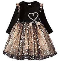VIKITA Toddler Girls Dresses Winter Long Sleeve Tutu Party Dress for Girl 2-12 Years Xmas Gift