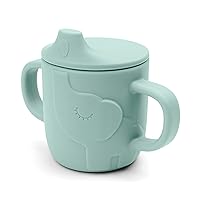 Peekaboo Spout Cup Elphee Blue - 2-in-1 Sippy Cup with Easy-Grip Handles - Shatterproof Food-Grade Silicone - Dishwasher Safe - Microwave and Freezer Safe