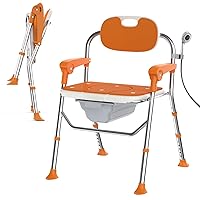 Folding Shower Chair with Arms and Back, Foldable Shower Chair for Inside Shower, 5 Level Adjustable, Thicker and Wider Shower Seats for Elderly, Handicap, Disabled & Pregnant, Support 400 Lbs