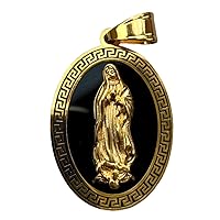 Men Women Gold Finish Virgin Mother Mary San Judas Stainless Steel Pendant 24