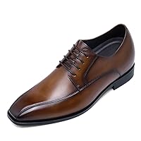 CHAMARIPA Men's Height Increasing Elevator Dress Shoes - Lace-up Classic Hidden Heel Business Formal Tuxedo Derby Shoes That Make You 2.36