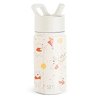Disney Water Bottle with Straw Lid | Reusable Insulated Stainless Steel Cup for Girls, School | Summit Collection | 14oz, Winnie the Pooh Life