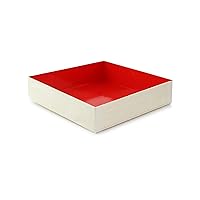 PacknWood 210SAMRED160 Samurai White Wooden Folding Box with Red Shiny Interior - 100% Natural and Biodegradable - 6.3 L x 6.3 W x 1.42in H - 100 per case