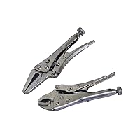 Grip 2 pc Mini Locking Pliers - Heat Treated Steel - Nickel Plated - Locking Plier/Long Nose Locking Plier - Intricate Repairs - Home, Garage, Workshop