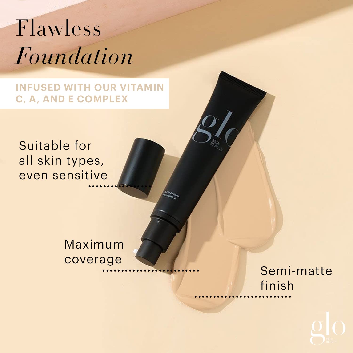 Glo Skin Beauty Satin Cream Foundation Makeup for Face, Natural Light - Full Coverage, Semi Matte Finish, Conceal Blemishes & Even Skin Tone