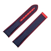20mm 22mm Nylon Rubber Watchband for Omega Strap SEAMASTER Planet Ocean Deployant Clasp Watch Band Accessories Bracelet Chain (Color : Blue Red, Size : Without Buckle)