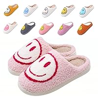 rosyclo Smile Face Slippers, Women's Retro Soft Cute Indoor Outdoor Happy Face Shoes, Cozy Trendy Plush Comfy Warm Fluffy Slip-on Home Slipper for Women Men