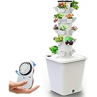 30 Pods Hydroponic Growing System Vertical Garden Planter Hydroponics Tower, Indoor Smart Garden Kit Aeroponics Growing Kit with Hydrating Pump, Adapter,Net Pots,Timer for Herbs