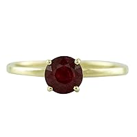 Carillon Ruby Gf Round Shape 5MM Natural Earth Mined Gemstone 10K Yellow Gold Ring Unique Jewelry for Women & Men