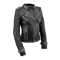 Milwaukee Leather SFL2840 Women's Maiden Black Premium Sheepskin Motorcycle Fashion Leather Jacket with Studs - X-Large