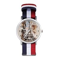 Oil Paintings Paris Eiffel Tower Casual Wrist Watches for Men Women Simple Large Face Watch Running Workout Work