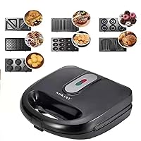 Multifunctional Dash Mini Electric Waffle Maker with Removable Plates-mini donuts, press grill & Panini Press Grillfor Making Delicious Breakfast Sandwiches Indoors Non Stick, Easy to Use & Clean 7&1