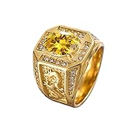 10K 14K 18K Gold Mens Dragon Gemstone Ring 1ct Round Gemstone Engagement Ring for Men Dragon Signet Ring Best Gift for Husband/Father/His