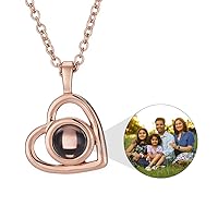 Custom Photo Projection Necklace with Picture Inside I Love You Necklace Personalized Heart Memorial Gift for Women