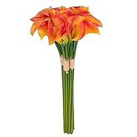 Artificial/Fake/Faux Flowers - Calla Lily Bunches Orange Color, Pack of 4, Totally 20 Heads, for Wedding, Home, Party, Restaurant