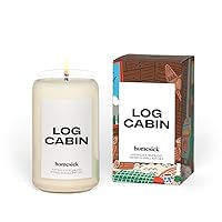 Homesick Log Cabin Scented Candle - Scents of Blue Spruce, Chimney Smoke and Amber, 13.75 oz, 60-80 Hour Burn, Gifts, Soy Blend Home Decor Candle, Relaxing Aromatherapy Candle