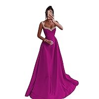 Prom Dress Beaded Spaghetti Strap Deep V Neck A Line Formal Dress for Women Wedding Guest Party Evening Gown 2024