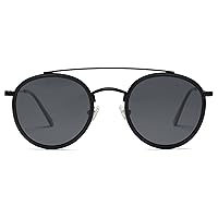 SOJOS Retro Round Double Bridge Polarized Sunglasses for Women Men Vintage Circle UV400 Sunnies SJ1104