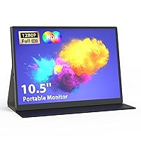 Portable Monitor, 10.5 Inch FHD 1920x1280 IPS 100% SRGB Small Laptop Monitor for Computer PC Phone Mac Xbox PS4, USB C HDMI Gaming Monitor Ultra-Slim IPS Display with Smart Cover