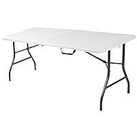 Fold-in-Half Banquet Table w/Handle, 6 ft, White