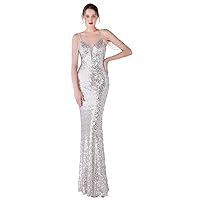 Women's Mermaid Prom Dress Long V Neck Sequins Formal Evening Bridal Wedding Party Gown