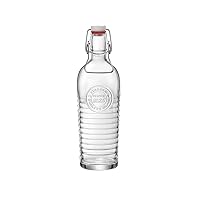 Bormioli Rocco Officina Water Bottle | 37.25 oz, Italian Glass Pitcher | Airtight Seal & Metal Clamp | Easy To Carry Handle, Dishwasher Safe & Eco-Friendly | Safe For Infused & Carbonated Drinks