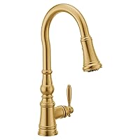 Moen Brushed Gold Weymouth 3-in-1 Water Filtration One-Handle Pulldown Kitchen Faucet, Water Filter for Sink Faucet Sold Separately, FS73004BG