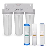 Max Water 3 Stage (Good for City & Cottage Water) 10 inch Standard Water Filtration System for Whole House - Pleated Sediment + Sediment + GAC - ¾