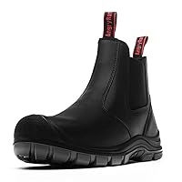 Steel Toe Work Boots for Men Slip-on Chelsea Boot, Men's Industrial & Construction Shoes, Waterproof, Lightweight, Comfortable, Non-slip Safety boots