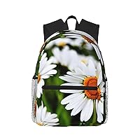 Lightweight Laptop Backpack,Casual Daypack Travel Backpack Bookbag Work Bag for Men and Women-White Daisy Flowers