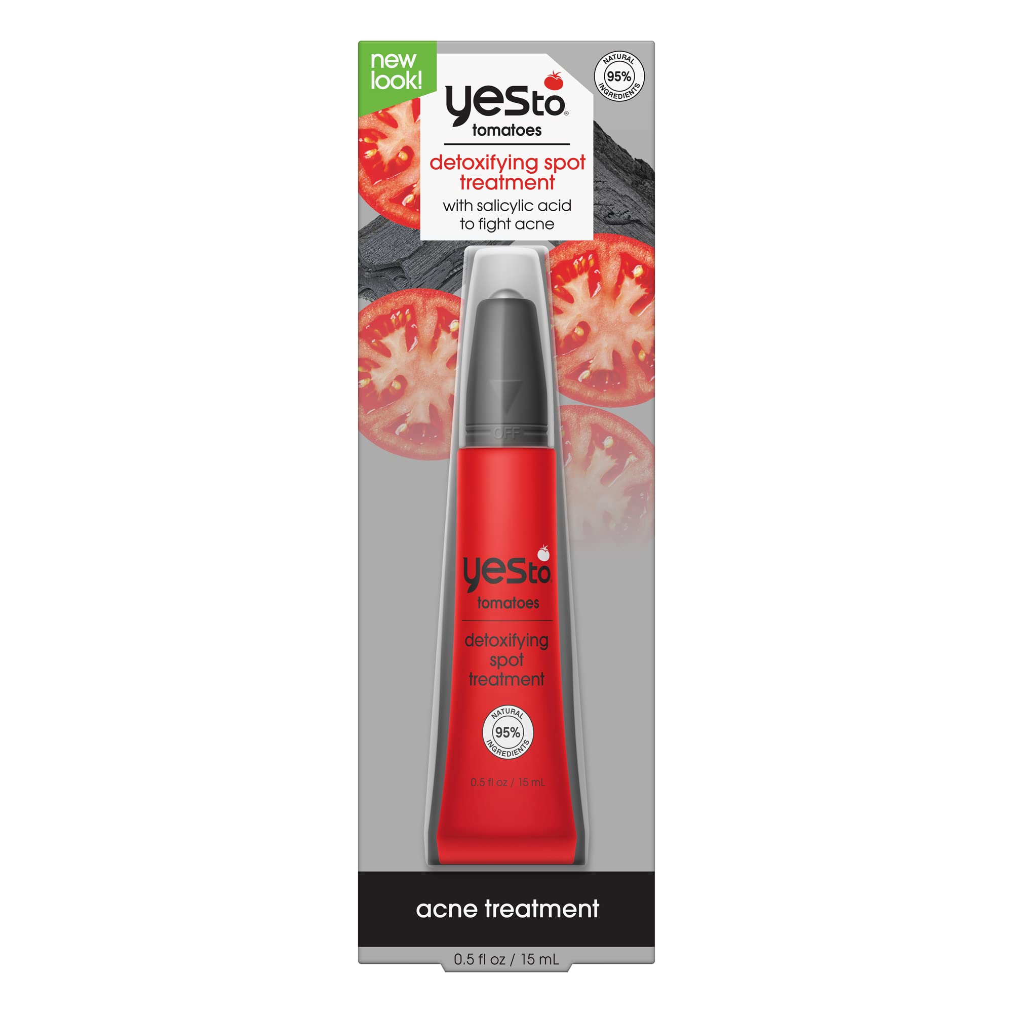 Yes To Tomatoes Spot Treatment, Detoxifying Formula To Help Banish Pimples While Reducing Redness, With Salicylic Acid & Charcoal, Natural, Vegan &CrueltyFree, 0.5 Fl Oz