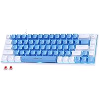 60% Mechanical Keyboard with Blue Backlight 68-Key Gaming Keyboard White-Light Blue Keycaps - Red Switches for a Premium Typing and Gaming Experience on PC and Mac