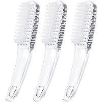 3 Packs Handle Grip Fingernail Brush, Ooloveminso Hand Nail Cleaning Brushes for Toes and Nails Cleaner, Soft Stiff Bristles Scrubber Tools for Men and Women, Transparent