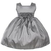 Baby Girls' Sleeveless Rolled Flower Waistband Flower Girl Dress